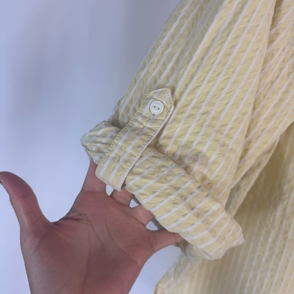 Chico's Light Yellow Striped Button Down Shirt, Tunic Shirt Size:4 USA 20/22 - Picture 5 of 13
